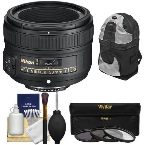  Nikon 50mm f1.8 G AF-S Nikkor Lens with UV Filter + Accessory Kit for Digital SLR Cameras