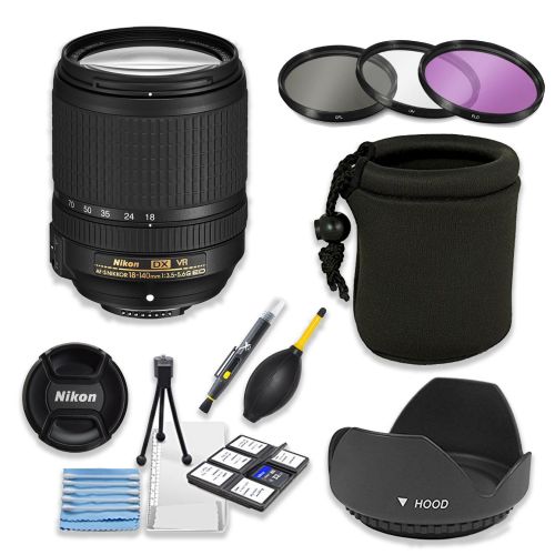  Nikon AF-S DX NIKKOR 18-140mm f3.5-5.6G ED VR Lens Bundle with Professional HD Filters, Lens Hood, Lens Case, 5 Piece Lens Starter Kit.