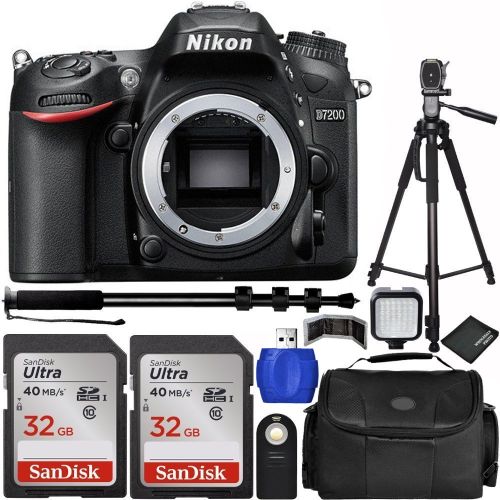  Nikon D7200 DSLR Camera Body Bundle with Carrying Case and Accessory Kit (10 Items)