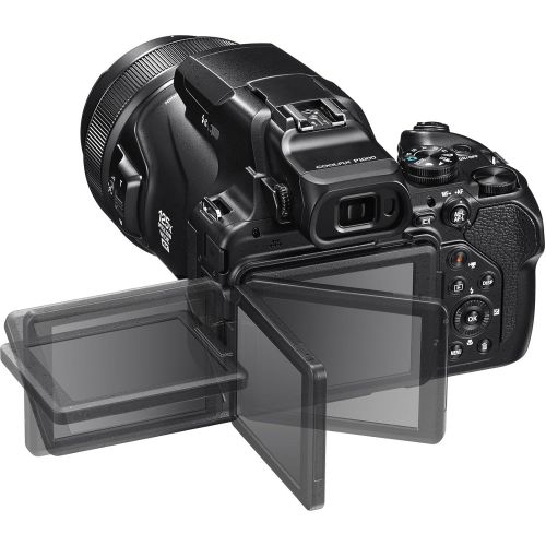  Nikon Coolpix P1000 4K 125x Super Zoom Digital Camera with 64GB Card + Battery & Charger + Case + Tripod + LED Video Light & Flash + Mic Kit