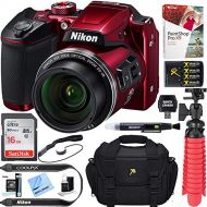 Nikon COOLPIX B500 16MP 40x Optical Zoom Digital Camera wBuilt-in Wi-Fi NFC & Bluetooth (Red) + 16GB SDHC Accessory Bundle