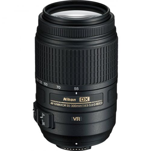  Nikon 55-300mm f4.5-5.6G VR DX AF-S ED Zoom-Nikkor Lens with EN-EL14 BatteryCharger + 3 Filters + Hood + Kit for D3300, D3400, D5300, D5500, D5600 DSLR Cameras