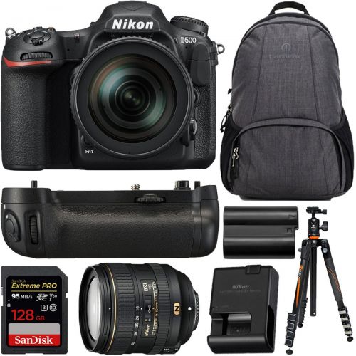  Nikon D500 20.9 MP DX-format Digital SLR Camera with AF-S 16-80mm f2.8-4E ED VR Lens + Nikon MB-D17 Battery Grip Bundle