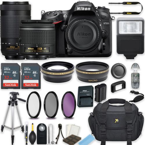  Nikon D7200 24.2 MP DSLR Camera (Black) wAF-P DX NIKKOR 18-55mm f3.5-5.6G VR Lens & AF-P DX NIKKOR 70-300mm f4.5-6.3G ED Lens Bundle includes 64GB Memory + Filters + Deluxe Bag