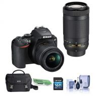 Nikon D3500 24MP DSLR Camera with AF-P DX NIKKOR 18-55mm f3.5-5.6G VR Lens and AF-P DX NIKKOR 70-300mm f4.5-6.3G ED Lens - Bundle with Camera Case, 16GB SDHC Card, Cleaning Kit,