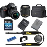 Nikon D3500 24MP DSLR Camera with AF-P DX NIKKOR 18-55mm f3.5-5.6G VR Lens, Black - Bundle with Camera Case, 16GB SDHC Card, Card Reader