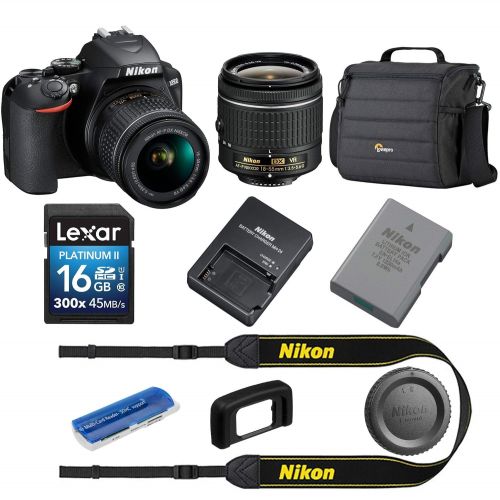  Nikon D3500 24MP DSLR Camera with AF-P DX NIKKOR 18-55mm f3.5-5.6G VR Lens, Black - Bundle with Camera Case, 16GB SDHC Card, Card Reader