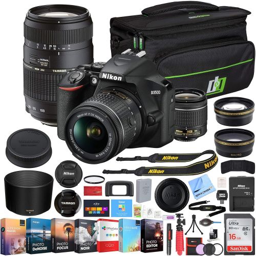  Nikon D3500 DSLR 24.2 MP DX-Format Interchangeable Lens Camera Body with NIKKOR AF-P DX 18-55mm f3.5-5.6G VR and Tamron 70-300mm f4.0-5.6 Di LD Macro Zoom AF 2 Lens Kit Editing B