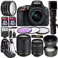 Nikon (EP) Nikon D5600 DSLR Camera with NikonAF-P DX NIKKOR 70-300mm f4.5-6.3G ED Lens and Nikon AF-P DX NIKKOR 18-55mm f3.5-5.6G VR Lens + 500mm f8 Telephoto Lens 23 Piece Nikon D5600 Pa