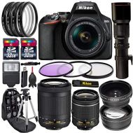 Nikon (EP) Nikon D3500 DSLR Camera wAF-P DX NIKKOR 70-300mm f4.5-6.3G ED Lens AF-P DX NIKKOR 18-55mm f3.5-5.6G VR Lens + 500mm f8 Telephoto Lens 23 Piece Nikon D3500 Package