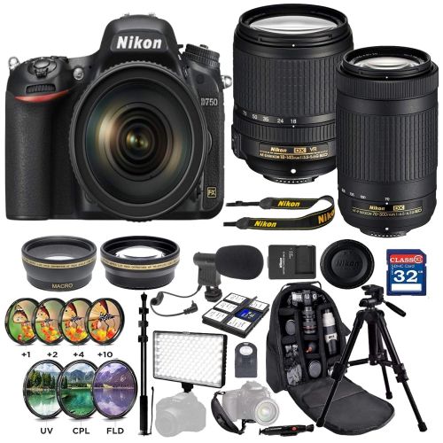  Nikon (GP) Nikon D750 24.3MP Digital SLR Camera with Nikon AF-S DX NIKKOR 18-140mm f3.5-5.6G ED Vibration Reduction Zoom Lens and Nikon AF-P DX NIKKOR 70-300mm ED Lens Professional Accessory