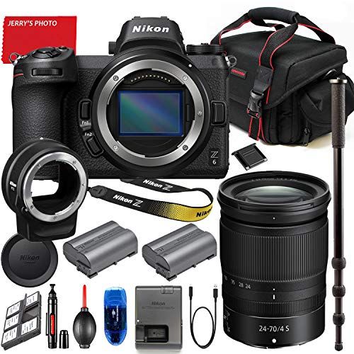  Nikon Intl. Nikon Z6 Mirrorless Digital Camera with Z 24-70mm f/4 S Lens & FTZ Mount Adapter Bundle + Extra Battery Accessory Kit