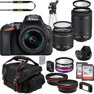 Nikon Intl. Nikon D5600 DX-Format DSLR Two Lens Import Kit with AF-P DX NIKKOR 18-55mm f/3.5-5.6G VR & AF-P DX NIKKOR 70-300mm f/4.5-6.3G ED + Deluxe Accessory Bundle Included Extra Lenses Mem