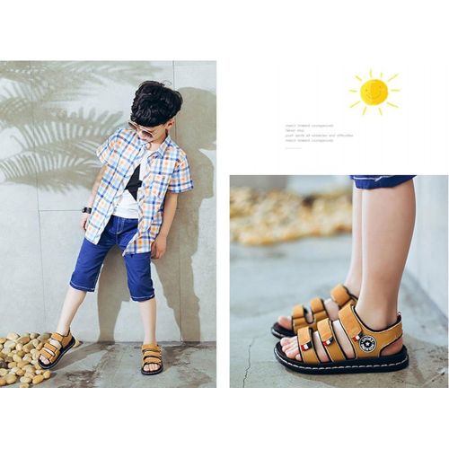 Nikub Leather Rubber Sole Summer Outdoor Little Big Boys Sandals