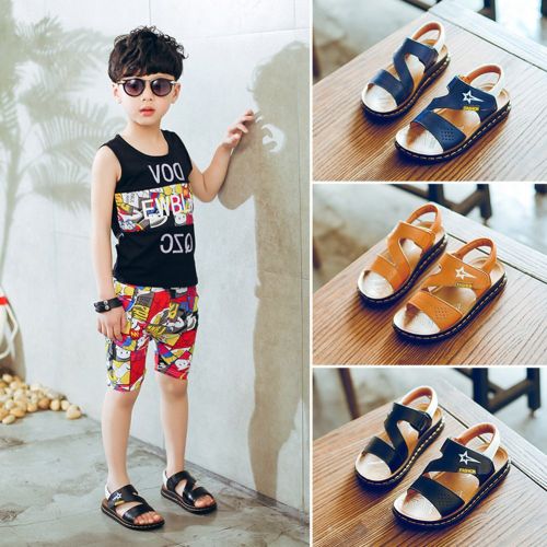  Nikub Beach Summer Anti-Skid Leather Walking Kids Boys Sandals