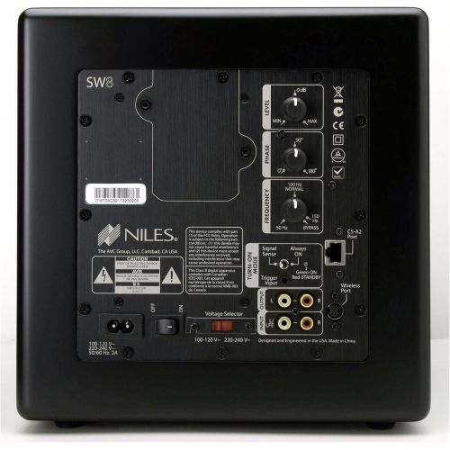  Niles SW8 Powered 1200 Watt Home Subwoofer with Wireless, High-Fidelity Audio Transmitter & Receiver Kit