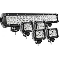 Nilight 20Inch 126W Spot Flood Combo Led Light Bar 4PCS 4Inch 18W Spot LED Pods Fog Lights for Jeep Wrangler Boat Truck Tractor Trailer Off-Road,2 years Warranty