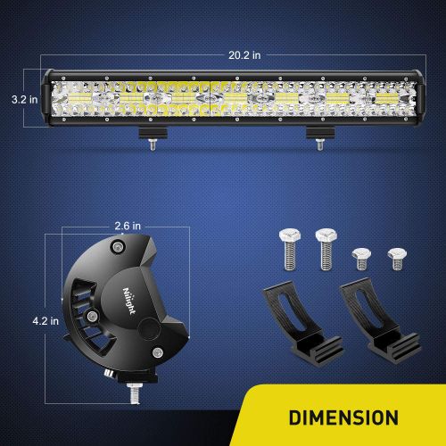  Nilight 18024C-A 20Inch 420w Triple Row Flood Spot Combo 42000LM Bar Driving Boat Led Off Road Lights for Trucks,2 Years Warranty