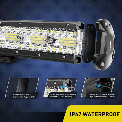  Nilight 18024C-A 20Inch 420w Triple Row Flood Spot Combo 42000LM Bar Driving Boat Led Off Road Lights for Trucks,2 Years Warranty