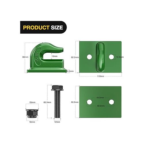  Nilight 2PCS Tractor Bucket Grab Hook 3/8'' Heavy Duty Drop Forged Steel Bolt On Grab Hook Zinc-Coated Cast Tow Hook Max 15000 LBS Dark Green, 2 Years Warranty