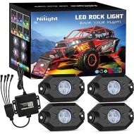 Nilight RGB LED Rock Lights Kit, 4 pods Underglow Multicolor Neon Light Pod with Bluetooth App Control Flashing Music Mode Wheel Well Light for Truck ATV UTV RZR SUV