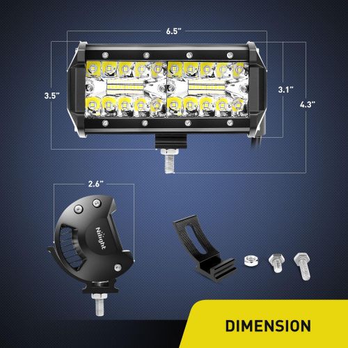  [아마존 핫딜] [아마존핫딜]Nilight ZH303 2PCS 6.5 Inch 120W Spot & Flood Combo Driving 16AWG Wiring Harness for Led Work Light Triple Rows Off-Road Truck Car ATV SUV, 2 Years Warranty