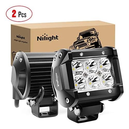  Nilight 2PCS 18W 1260lm Spot Driving Fog Light Off Road Led Lights Bar Mounting Bracket for SUV Boat 4 Jeep Lamp,2 years Warranty