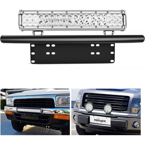  Nilight Led Light Bar Mounting Bracket Front License Plate Frame Bracket License Plate Mounting Bracket Holder for Off-Road Lights LED Work Lamps Lighting Bars,2 Years Warranty