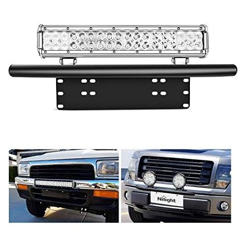  Nilight Led Light Bar Mounting Bracket Front License Plate Frame Bracket License Plate Mounting Bracket Holder for Off-Road Lights LED Work Lamps Lighting Bars,2 Years Warranty