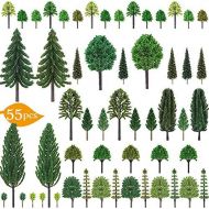 [아마존베스트]Nilos 55pcs Mixed Model Trees, 1-6.7(23mm-170mm), Model Train Scenery, Fake Trees for Projects, Woodland Scenics with No Bases, Tree Train Scenery Architecture Trees Fake Trees for
