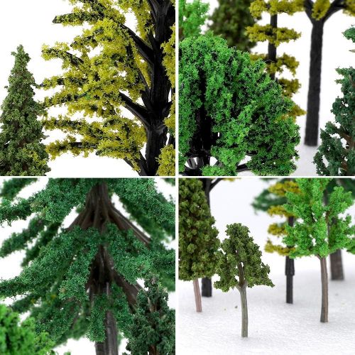  [아마존베스트]Nilos 55pcs Mixed Model Trees, 1-6.7(23mm-170mm), Model Train Scenery, Fake Trees for Projects, Woodland Scenics with No Bases, Tree Train Scenery Architecture Trees Fake Trees for