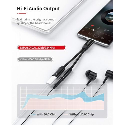  [아마존베스트]NIMASO USB C Headphone Adapter Aux, USB C to 3.5 mm Jack Adapter Supports 60 W Quick Charge, USB C to 3.5 mm Jack for Sumsung S21/S21 Ultra/S20/S20 Ultra/Note20, Huawei P40/P30, Ma