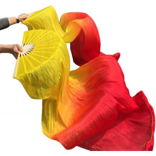  Nimiman Cheap Women Belly Dance Fan Veils 18090cm Yellow Orange Red