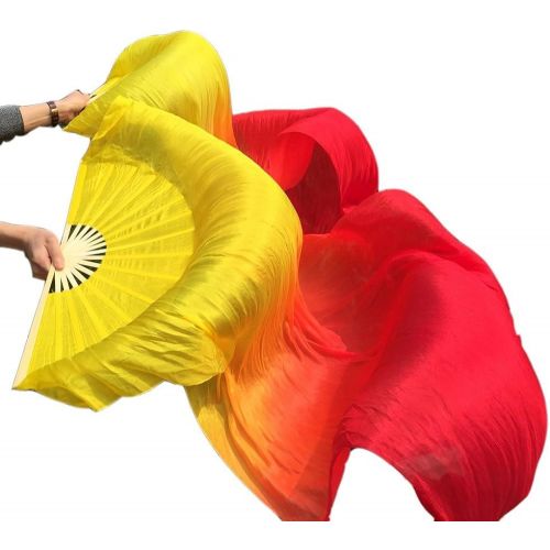 Nimiman Cheap Women Belly Dance Fan Veils 18090cm Yellow Orange Red