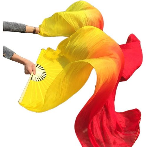  Nimiman Cheap Women Belly Dance Fan Veils 18090cm Yellow Orange Red