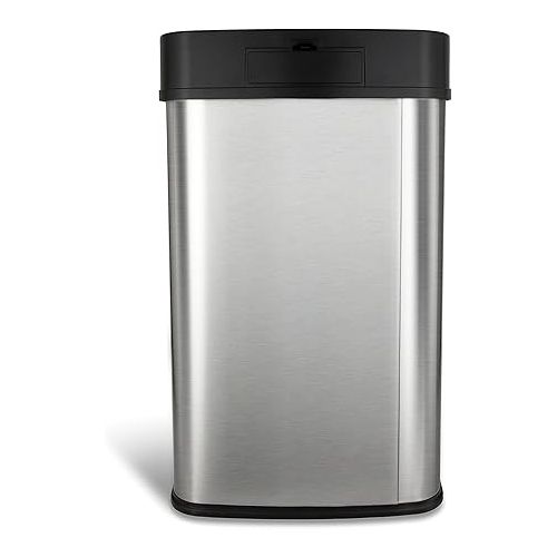  NINESTARS DZT-50-28 Automatic Touchless Motion Sensor Rectangular Trash Can, 13 Gal, Black Trim