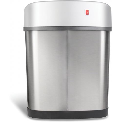  NINESTARS DZT-12-9 Automatic Touchless Infrared Motion Sensor Trash Can, 3 Gal. 12 L., Stainless Steel (Oval, Silver/Black Lid)