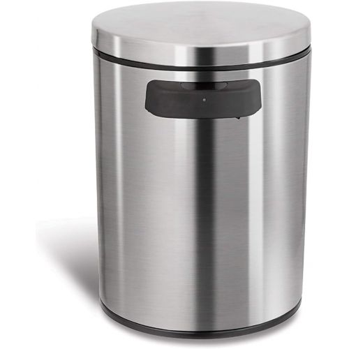  NINESTARS DZT-5-1S Automatic Touchless Infrared Motion Sensor Trash Can, 1.2 Gal 5L, Stainless Steel Base (Round, Stainless Steel Lid)