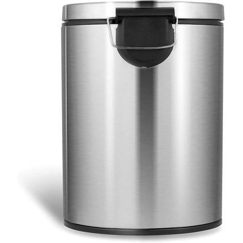  NINESTARS DZT-5-1S Automatic Touchless Infrared Motion Sensor Trash Can, 1.2 Gal 5L, Stainless Steel Base (Round, Stainless Steel Lid)