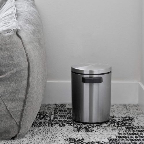  NINESTARS DZT-5-1S Automatic Touchless Infrared Motion Sensor Trash Can, 1.2 Gal 5L, Stainless Steel Base (Round, Stainless Steel Lid)