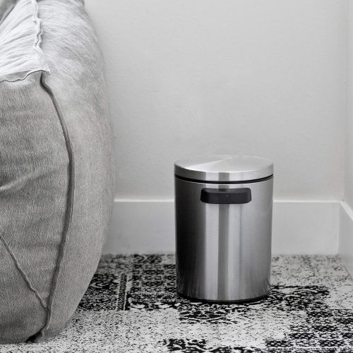  NINESTARS DZT-5-1S Automatic Touchless Infrared Motion Sensor Trash Can, 1.2 Gal 5L, Stainless Steel Base (Round, Stainless Steel Lid)