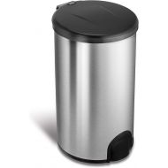 NINESTARS TTT-45-8 Automatic Tap Sensor Trash Can, 12 Gal 45L, Stainless Steel Base (Round, Black Lid)