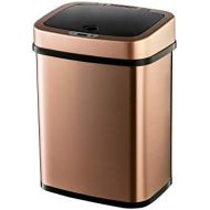 Ninestars Bedroom or Bathroom Automatic Touchless Infrared Motion Sensor Trash Can, 3 Gal 12L, Stainless Steel Base (Rectangular, Rose Gold/Black Lid)