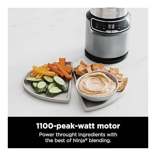 닌자 Ninja BN401 Nutri Pro Compact Personal Blender, Auto-iQ Technology, 1000-Peak-Watts, for Frozen Drinks, Smoothies, Sauces & More, with (2) 24-oz. To-Go Cups & Spout Lids, Cloud Silver