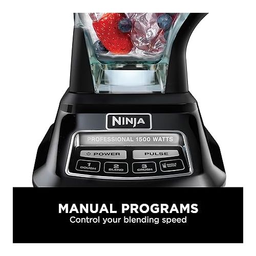 닌자 Ninja BL770 Mega Kitchen System, 1500W, 4 Functions for Smoothies, Processing, Dough, Drinks & More, with 72-oz.* Blender Pitcher, 64-oz. Processor Bowl, (2) 16-oz. To-Go Cups & (2) Lids, Black