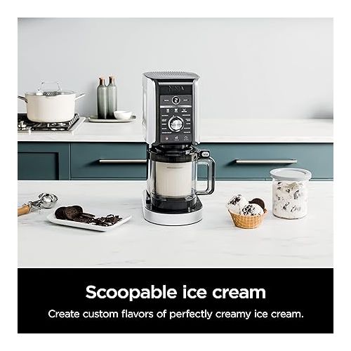 닌자 Ninja NC501 CREAMi Deluxe 11-in-1 Ice Cream & Frozen Treat Maker for Ice Cream, Sorbet, Milkshakes, Frozen Drinks & More, 11 Programs, Perfect for Kids, Silver, 11 Functions + (2) 24 oz. Pints