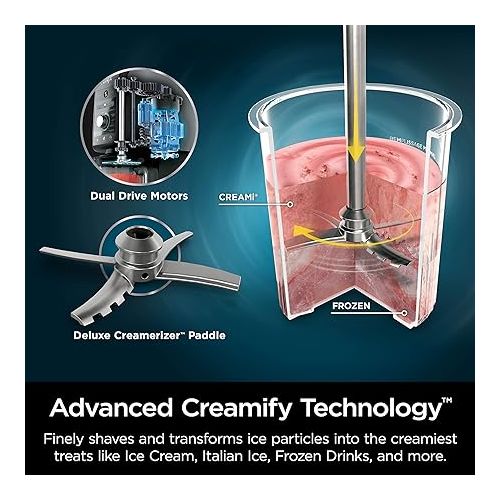 닌자 Ninja NC501 CREAMi Deluxe 11-in-1 Ice Cream & Frozen Treat Maker for Ice Cream, Sorbet, Milkshakes, Frozen Drinks & More, 11 Programs, Perfect for Kids, Silver, 11 Functions + (2) 24 oz. Pints