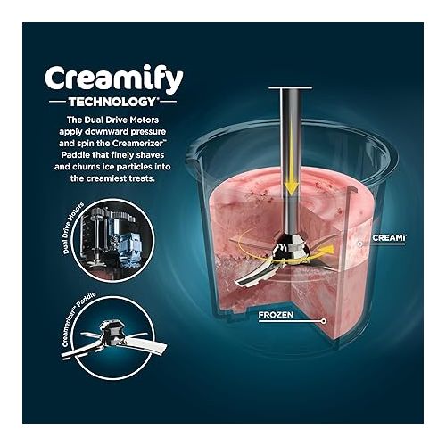 닌자 Ninja NC301 CREAMi Ice Cream Maker, for Gelato, Mix-ins, Milkshakes, Sorbet, Smoothie Bowls & More, 7 One-Touch Programs, with (2) Pint Containers & Lids, Compact Size, Perfect for Kids, Silver