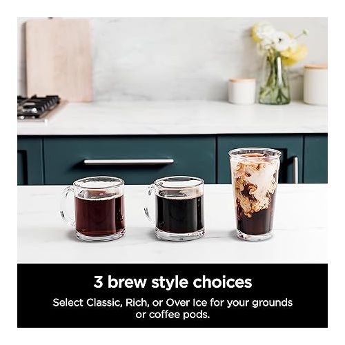 닌자 Ninja CFP101 DualBrew Hot & Iced Coffee Maker, Single-Serve, compatible with K-Cups & 12-Cup Drip Coffee Maker, Black