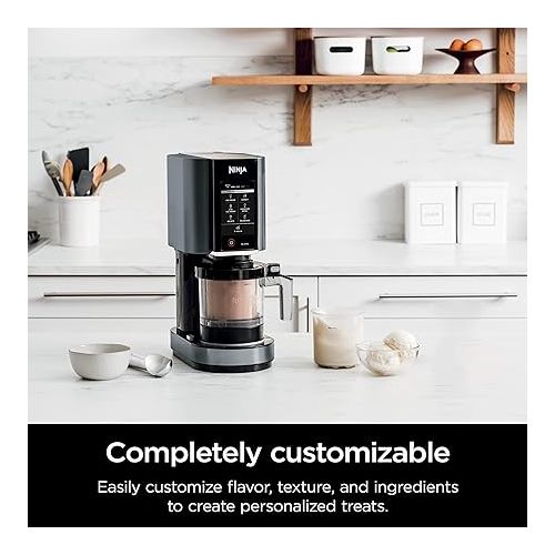 닌자 Ninja NC299AMZ CREAMi Ice Cream Maker, for Gelato, Mix-ins, Milkshakes, Sorbet, Smoothie Bowls & More, 7 One-Touch Programs, with (1) Pint Container & Lid, Compact Size, Perfect for Kids, Matte Black